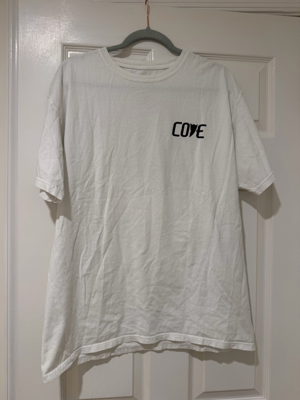 Cove White Tee with Gray Logo Print